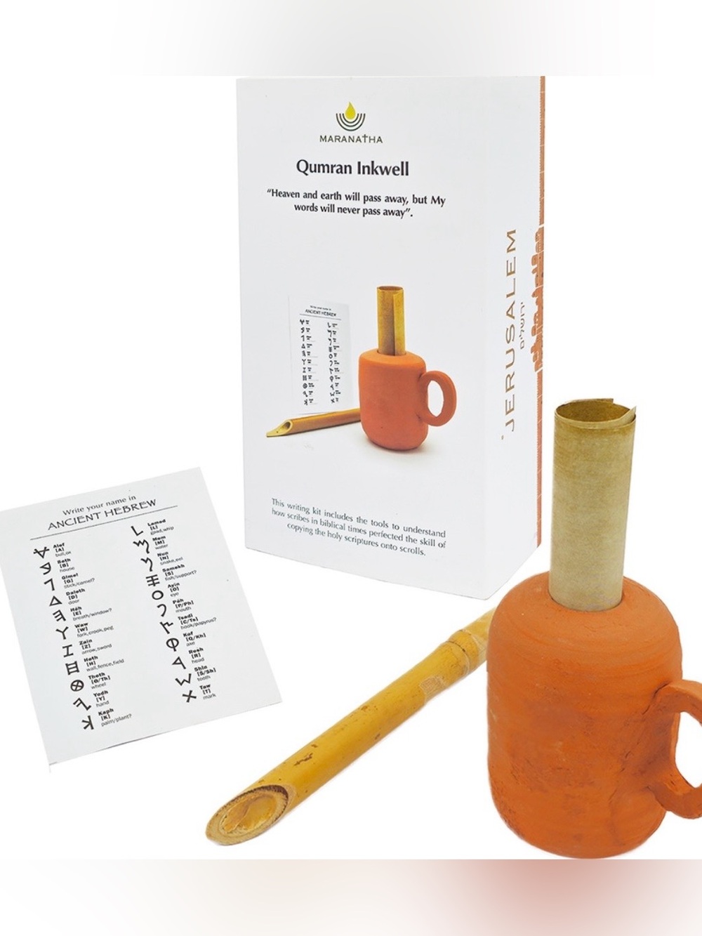Maranatha Qumran Inkwell Set - Orange Terracotta Writing Kit